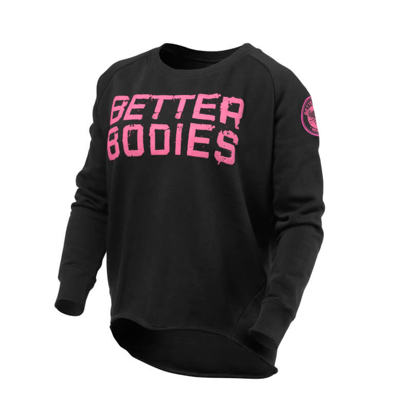 Sjekke Wideneck Sweatshirt, black, Better Bodies hos SportGymButikken.no