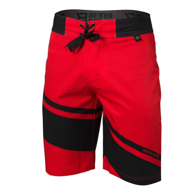 Sjekke Pro Board Shorts, bright red, Better Bodies hos SportGymButikken.no