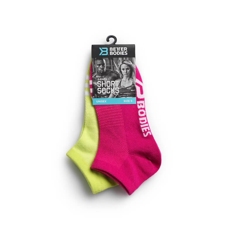 Sjekke Short Socks, pink/lime, Better Bodies hos SportGymButikken.no