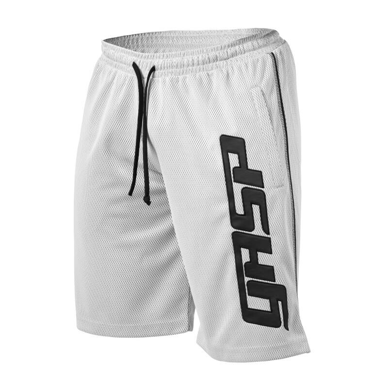 Sjekke Mesh Logo Shorts, white, GASP hos SportGymButikken.no