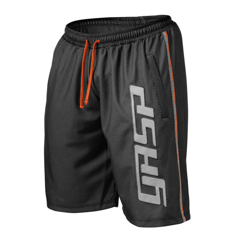 Sjekke Mesh Logo Shorts, black, GASP hos SportGymButikken.no