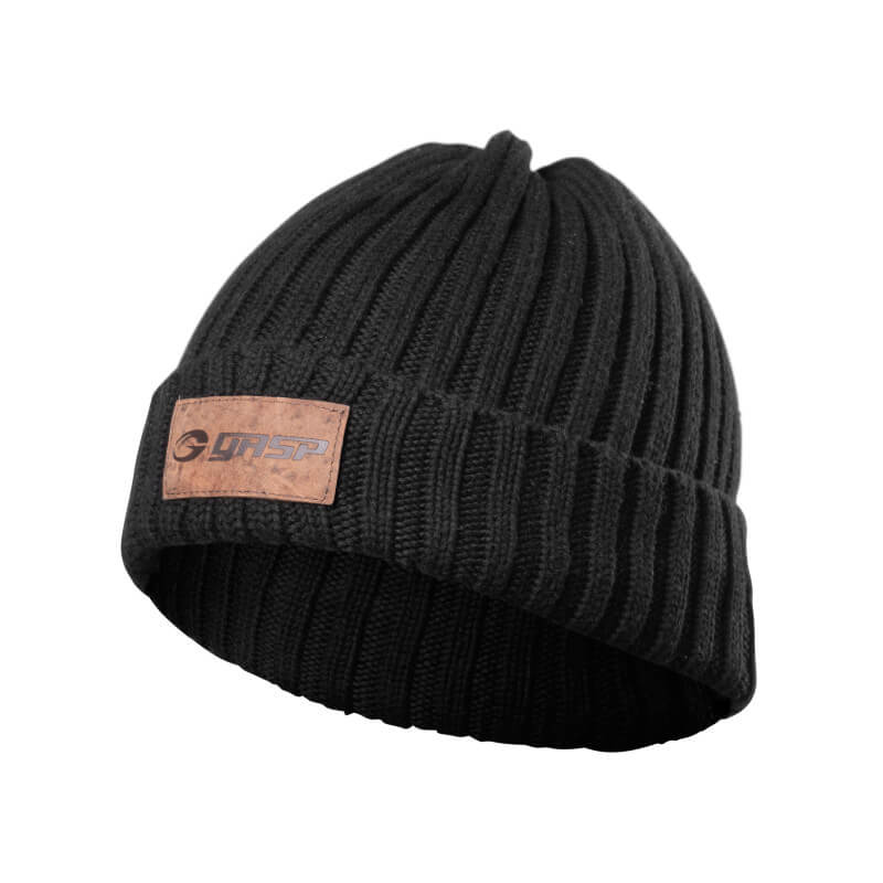Sjekke Heavy Knitted Hat, black, GASP hos SportGymButikken.no