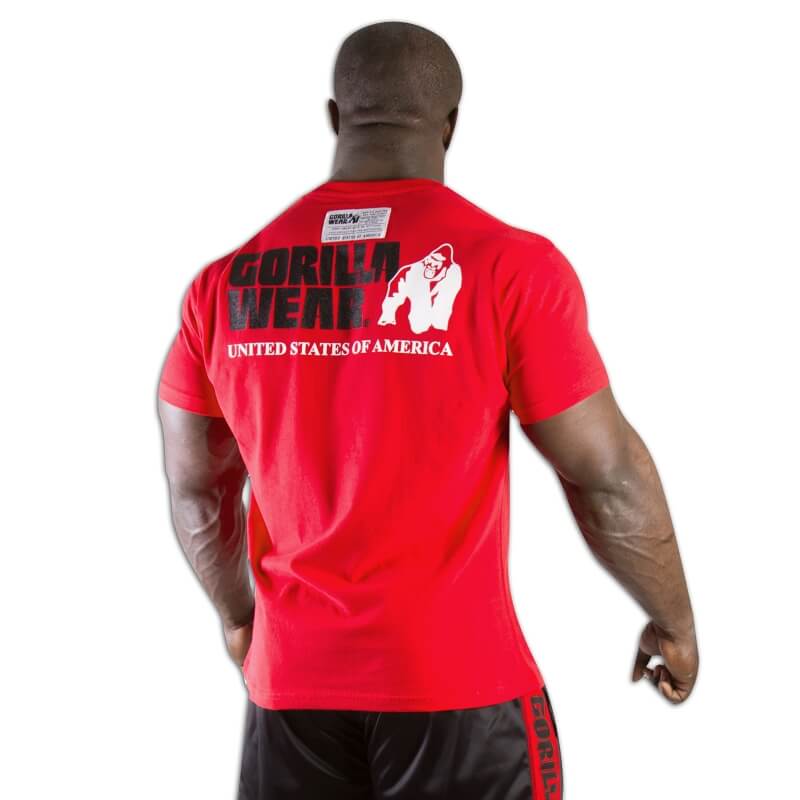 Sjekke Classic Logo Tee, red, Gorilla Wear hos SportGymButikken.no