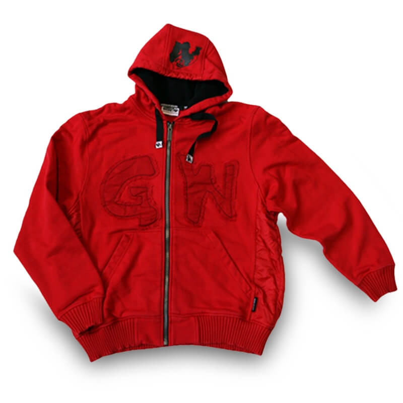 Sjekke Logo Hooded Jacket, red, Gorilla Wear hos SportGymButikken.no