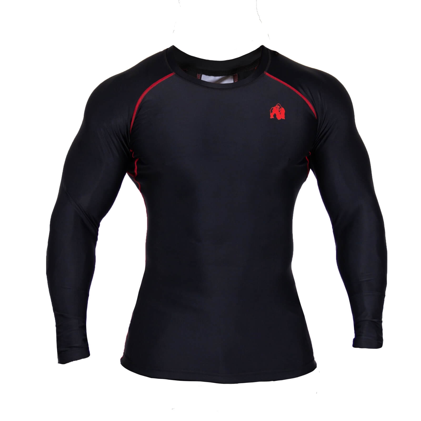 Sjekke Hayden Compression Longsleeve, black/red, Gorilla Wear hos SportGymButikk