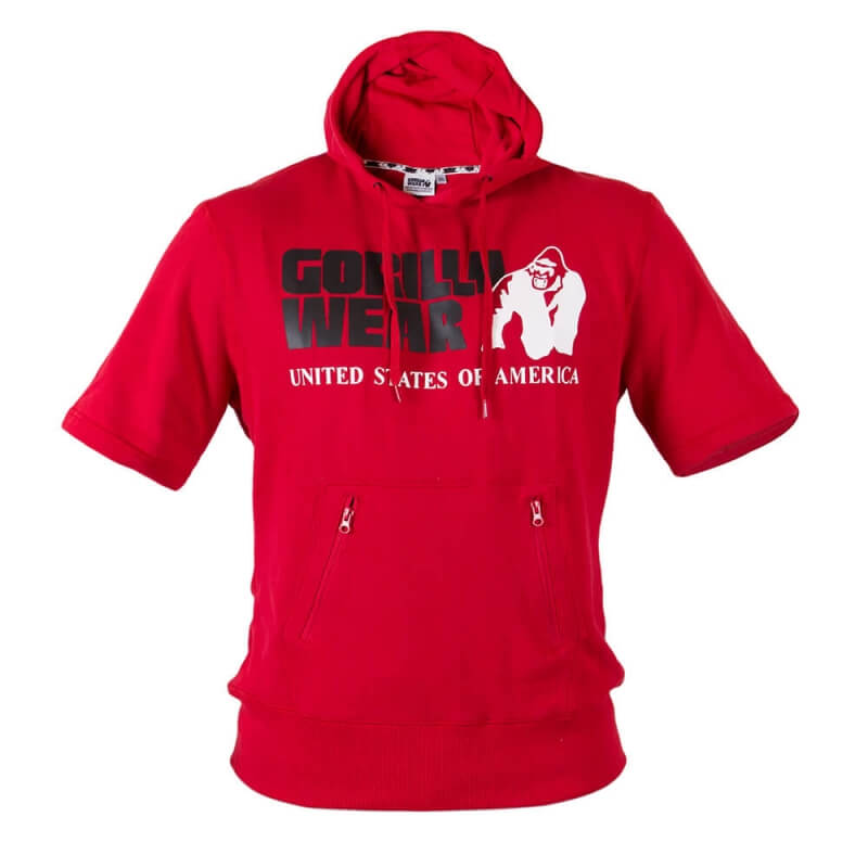 Sjekke Boston Short Sleeve Hoodie, red, Gorilla Wear hos SportGymButikken.no
