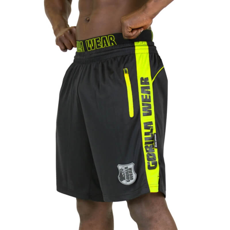 Sjekke Shelby Shorts, black/neon lime, Gorilla Wear hos SportGymButikken.no