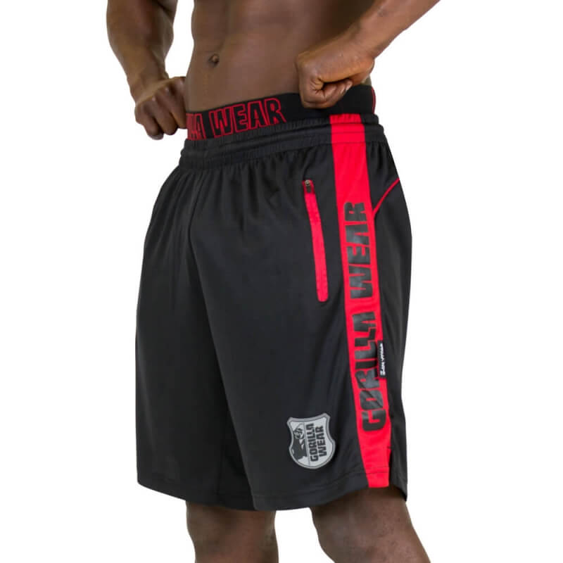 Sjekke Shelby Shorts, black/red, Gorilla Wear hos SportGymButikken.no