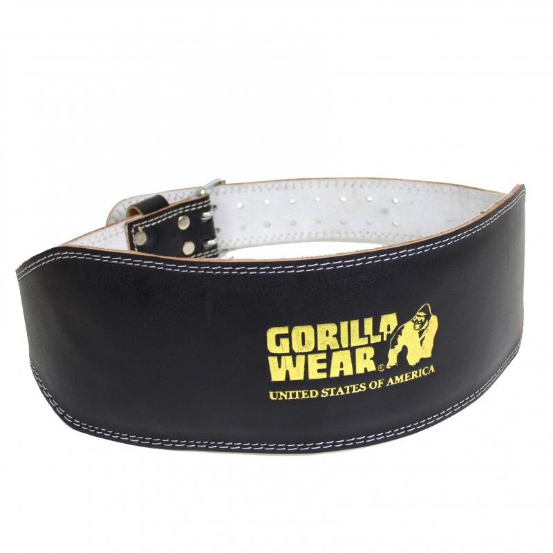 Sjekke Full Leather Padded Belt, black/gold, Gorilla Wear hos SportGymButikken.n