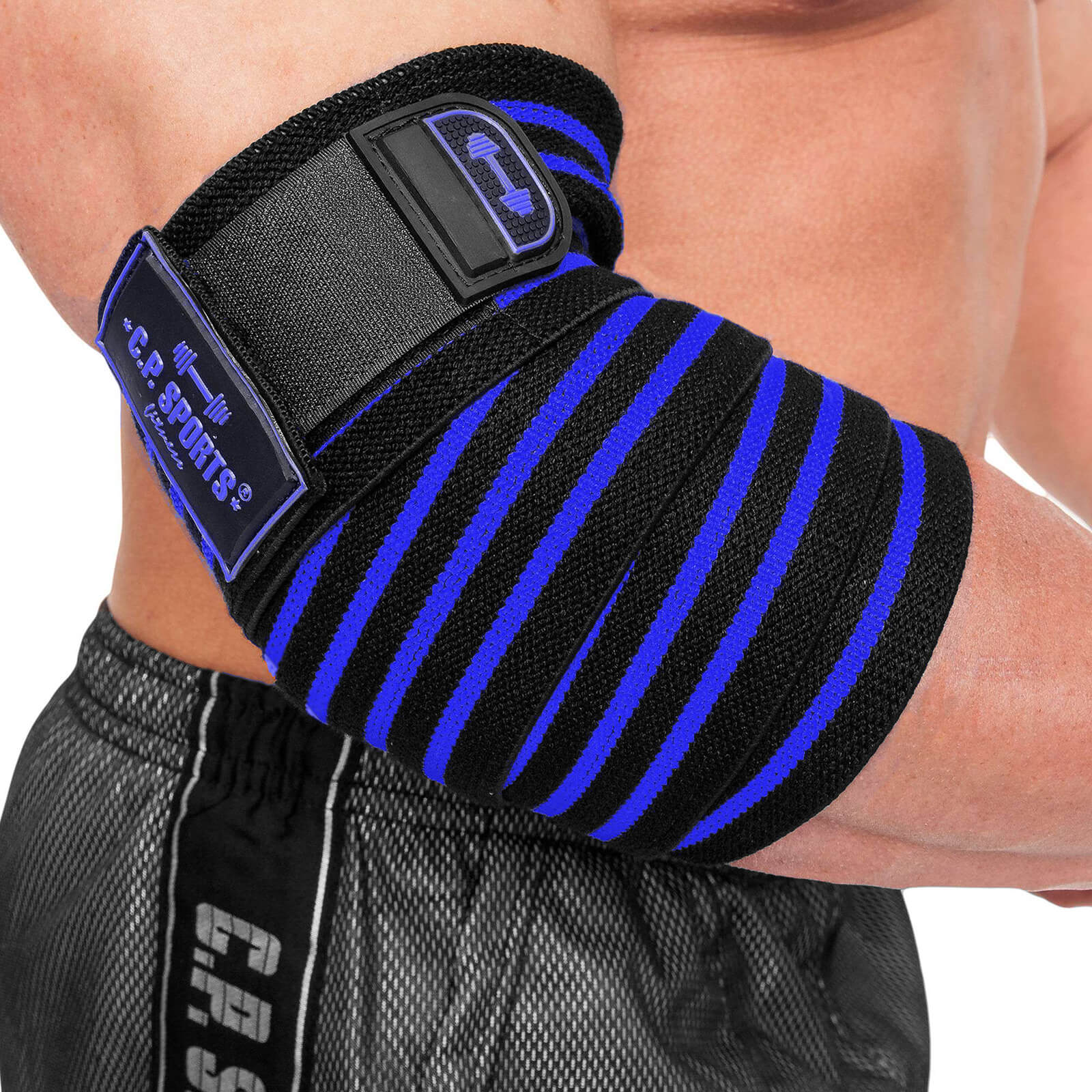 Elbow Wraps Pro, 1.3 cm, black/blue, C.P. Sports