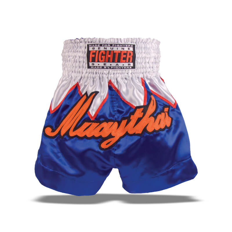 Thai shorts, blå/hvit, Fighter