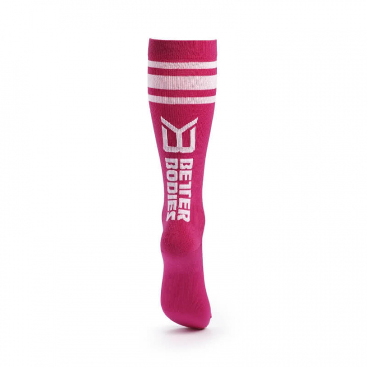 Sjekke Knee Socks, hot pink, Better Bodies hos SportGymButikken.no