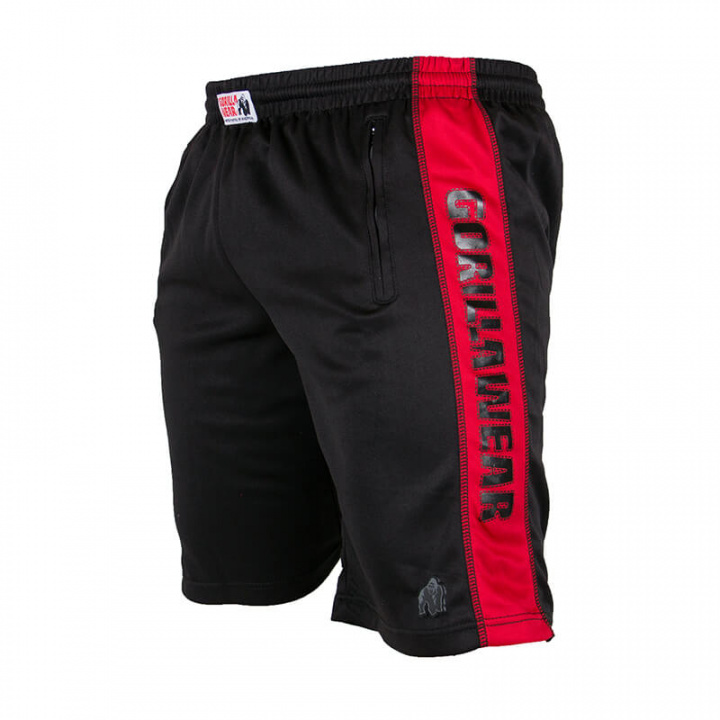 Sjekke Track Shorts, svart/rød, Gorilla Wear hos SportGymButikken.no