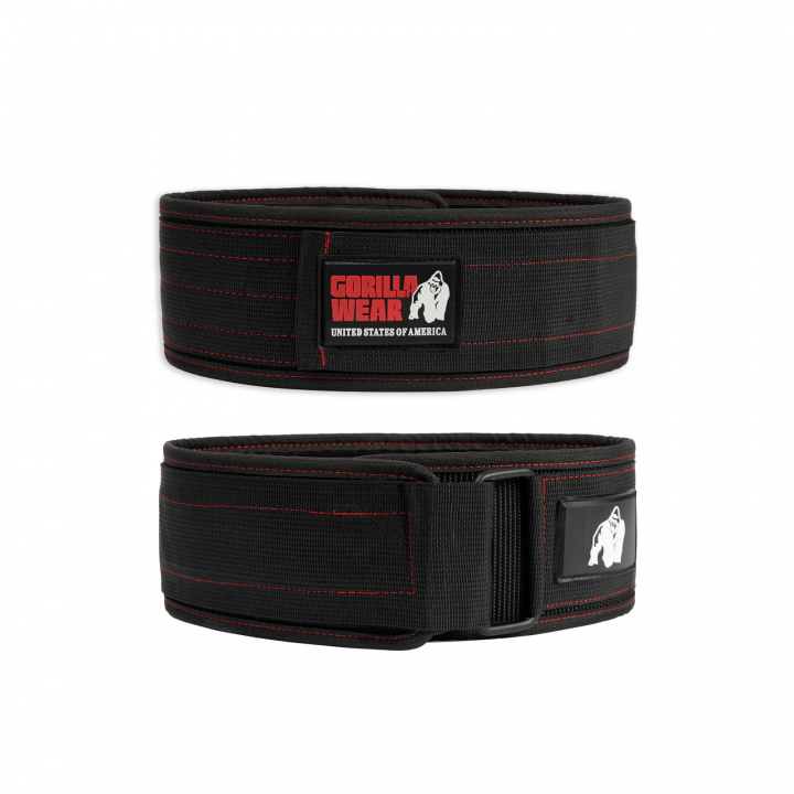 Sjekke 4 Inch Nylon Belt, black/red, Gorilla Wear hos SportGymButikken.no