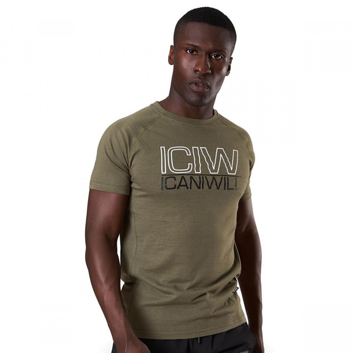 Sjekke Workout Tri-Blend T-shirt, army, ICANIWILL hos SportGymButikken.no